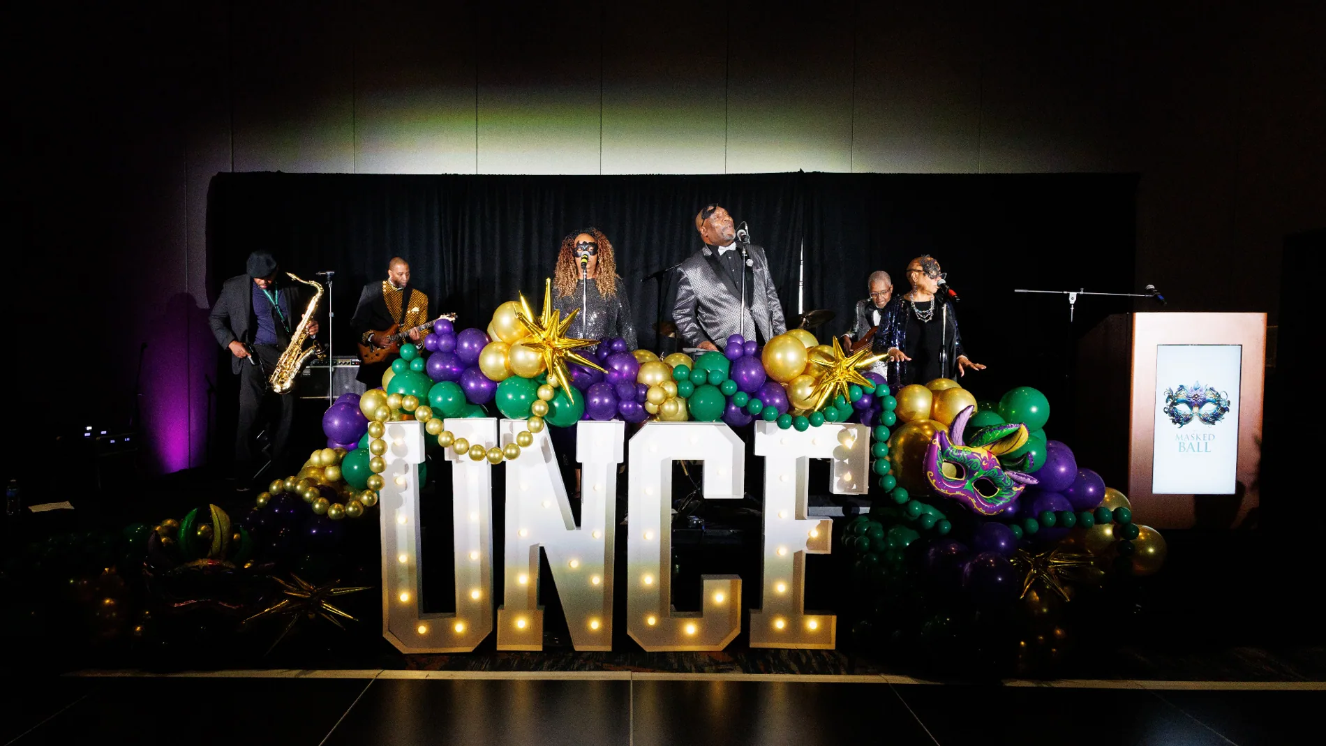 Decade’s Band performing at the UNCF Mayor’s Masked Ball